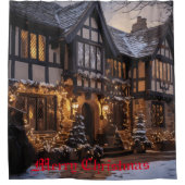 Rustikale Weihnachtsmagie Duschvorhang (Vorderseite)