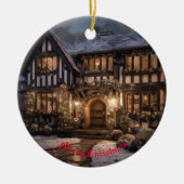 Rustikale Weihnachtsmagie Keramik Ornament (Vorne)