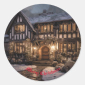 Rustikale Weihnachtsmagie Runder Aufkleber (Vorderseite)