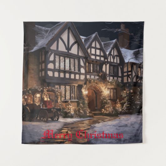 Rustikale Weihnachtsmagie Wandteppich (Vorderseite)