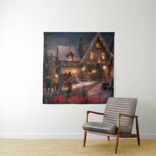 Rustikale Weihnachtsmagie Wandteppich