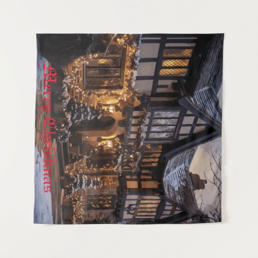 Rustikale Weihnachtsmagie Wandteppich (Vorderseite (Horizontal))