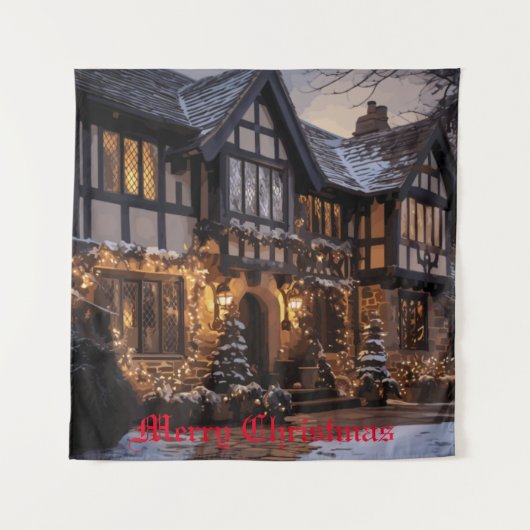 Rustikale Weihnachtsmagie Wandteppich (Vorderseite)