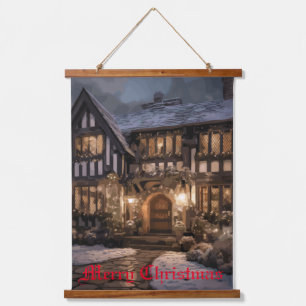 Rustikale Weihnachtsmagie Wandteppich Mit Holzrahmen