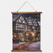 Rustikale Weihnachtsmagie Wandteppich Mit Holzrahmen (Vorderseite)
