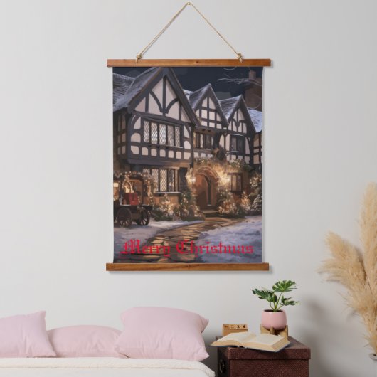 Rustikale Weihnachtsmagie Wandteppich Mit Holzrahmen (Schlafzimmer)