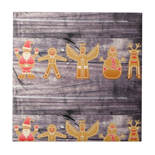 Rustikale Weihnachtsmänner Fliese (Vorderseite)