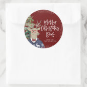 rustikale Weihnachtsmänner Runder Aufkleber (Tasche)