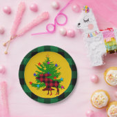 Rustikale Weihnachtsmaus, Baum, grünes Buffalo kar Pappteller (Party)