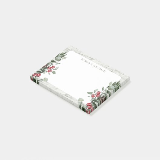 Rustikale Weihnachtsmistletoname Template Post-it Klebezettel (angewinkelt)