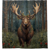 Rustikale Weihnachtsmoose Duschvorhang (Vorderseite)