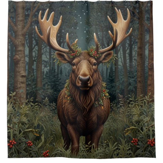 Rustikale Weihnachtsmoose Duschvorhang (Vorderseite)