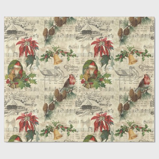 Rustikale Weihnachtsmusik Florenz Ephemera Geschenkpapier (Flach)