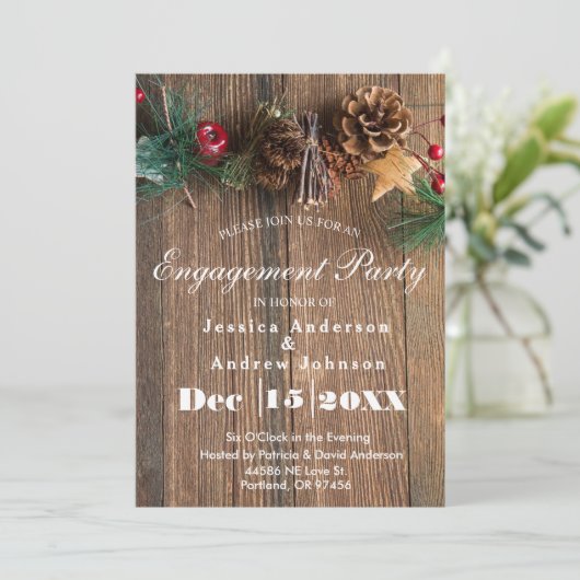 Rustikale Weihnachtspartei Einladung (Stehend Vorderseite)