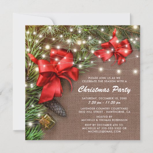 Rustikale Weihnachtsparty Einladung (Vorderseite)