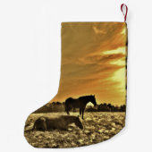 Rustikale Weihnachtspferde im Schnee Personalisier Kleiner Weihnachtsstrumpf (Rückseite)