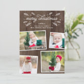Rustikale Weihnachtspine Collage Fotokarte Feiertagskarte (Stehend Vorderseite)