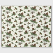 Rustikale Weihnachtspine Cone Botanischer Name Geschenkpapier (Flach)