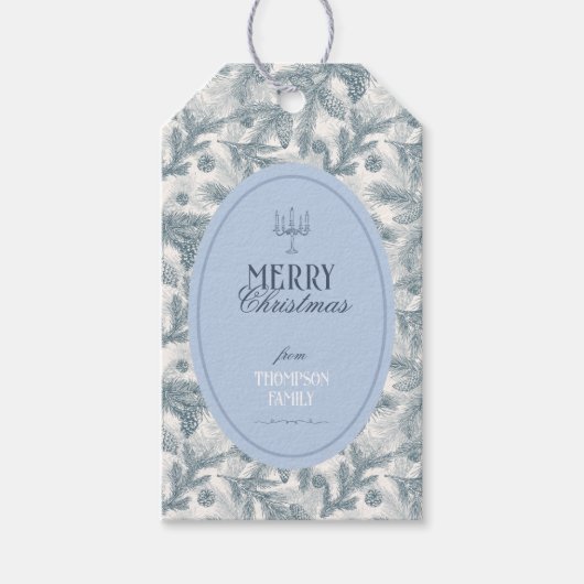 Rustikale Weihnachtspine Weihnachtskarte Geschenkanhänger (Vorderseite)