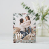 Rustikale Weihnachtsrahmen Foto Urlaub Postkarte (Stehend Vorderseite)