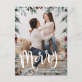 Rustikale Weihnachtsrahmen Foto Urlaub Postkarte (Vorderseite)