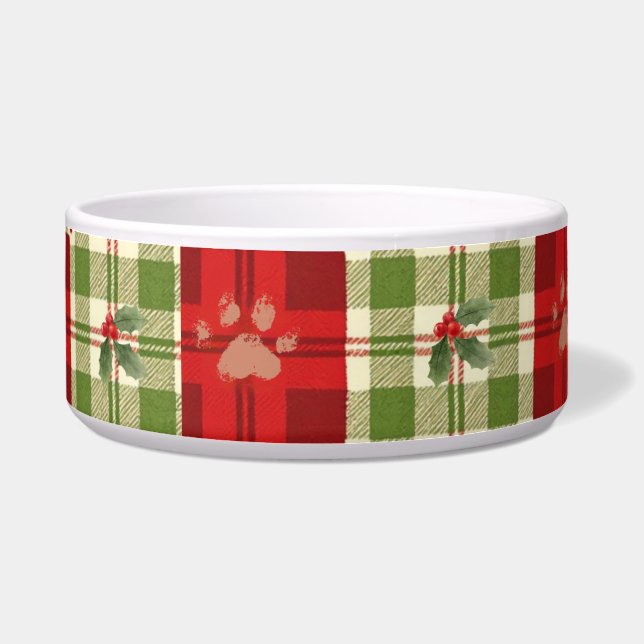 Rustikale Weihnachtsschale - Rot, Grün & Creme Napf (Vorderseite)