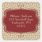 Rustikale Weihnachtsschneeflocke-Rücksendeadresse Quadratischer Aufkleber (Vorderseite)