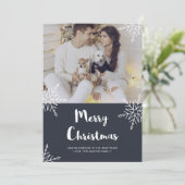 Rustikale Weihnachtsschneeflocken mit Foto Feiertagskarte (Stehend Vorderseite)