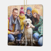 Rustikale Weihnachtsschneeflocken Zurück ins Foto Keramikornament (Links)