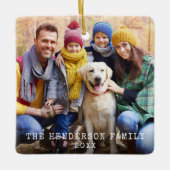 Rustikale Weihnachtsschneeflocken Zurück ins Foto Keramikornament (Vorderseite)