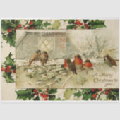 Rustikale Weihnachtsschneevögel mit Holly Seidenpapier (Vorderseite)