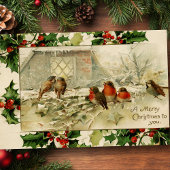 Rustikale Weihnachtsschneevögel mit Holly Seidenpapier