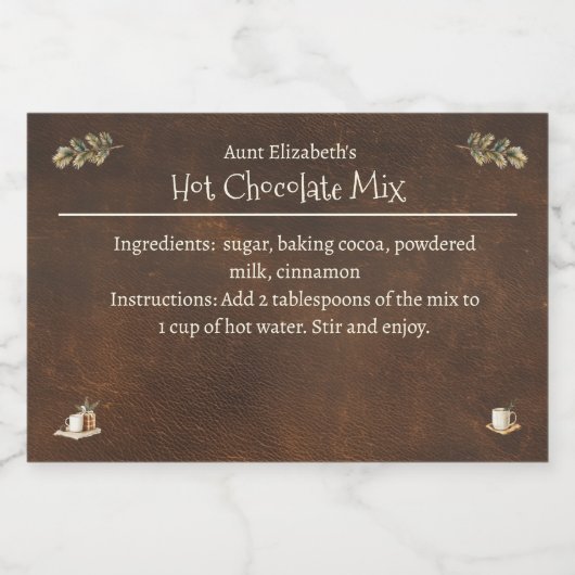 Rustikale Weihnachtsschokolade Cocoa Mix Lebensmitteletikett (Einzelnes Label)