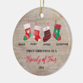 Rustikale Weihnachtssocken als Familie von Vier Keramik Ornament (Links)