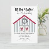 Rustikale Weihnachtsstall Land Weihnachten Party I Einladung (Stehend Vorderseite)