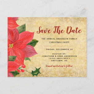 Rustikale Weihnachtsstern   Save The Date Weihnach Ankündigungspostkarte