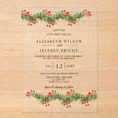 Rustikale Weihnachtsstraßen in Holly Winter Acryleinladungen (Vorderseite)