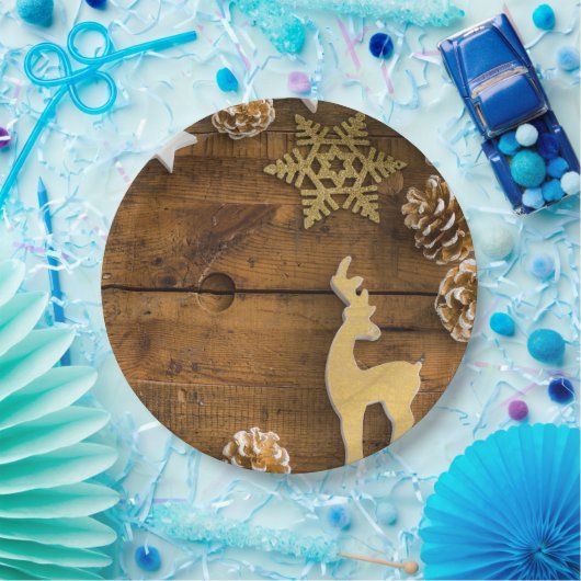 Rustikale Weihnachtsszenen-WegwerfpapierTeller Pappteller (Party)