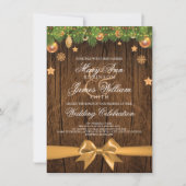 Rustikale Weihnachtsszenierungen Gold Dekorationen Einladung (Vorderseite)