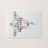 Rustikale Weihnachtstypografie Christlicher Urlaub Puzzle (Horizontal)