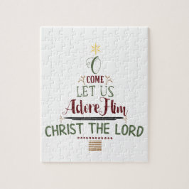 Rustikale Weihnachtstypografie Christlicher Urlaub Puzzle