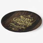 Rustikale Weihnachtstypografie Gold ID550 Pappteller (Schrägansicht)