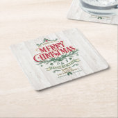 Rustikale Weihnachtstypografie Rot/Grün ID550 Rechteckiger Pappuntersetzer (angewinkelt)