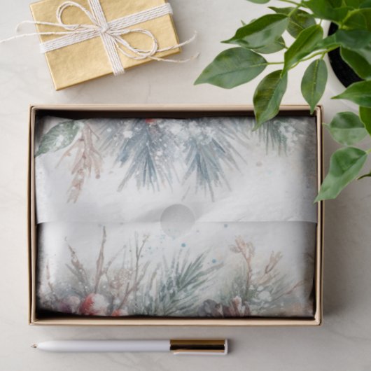 Rustikale Weihnachtswasserfarben-Kardinäle Decoupa Seidenpapier (Geschenk)