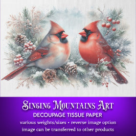 Rustikale Weihnachtswasserfarben-Kardinäle Decoupa Seidenpapier