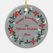 Rustikale Weihnachtszeit-Dackel mit Antlers & Gree Keramik Ornament (Hinten)