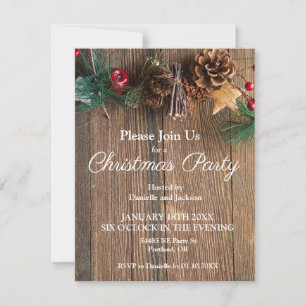 Rustikale Weihnachtszeit-Party Einladung