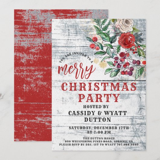 Rustikale Weihnachtszeit-Party Einladung (Vorne/Hinten)