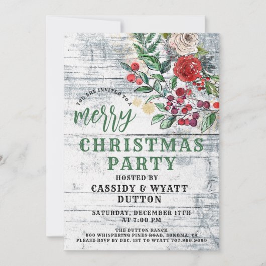 Rustikale Weihnachtszeit-Party Einladung (Vorderseite)