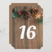 Rustikale Weihnachtszeit-Tischnummer Einladung (Vorne/Hinten)